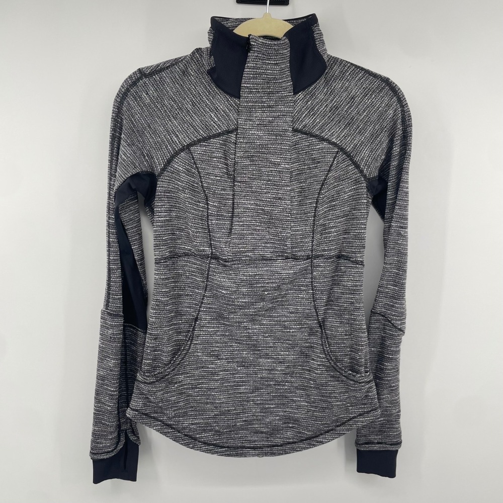 Lululemon Kanto Catch Me Pullover Womens 6 Grey Space Dye Zip Running Top